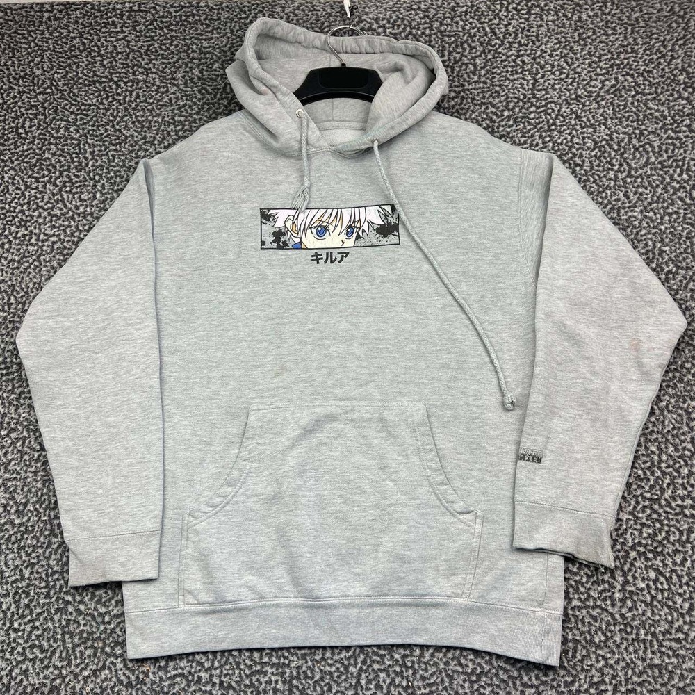 Hunter x Hunter Killua Zoldyck Graphic Hoodie Men Medium Gray Anime Manga M